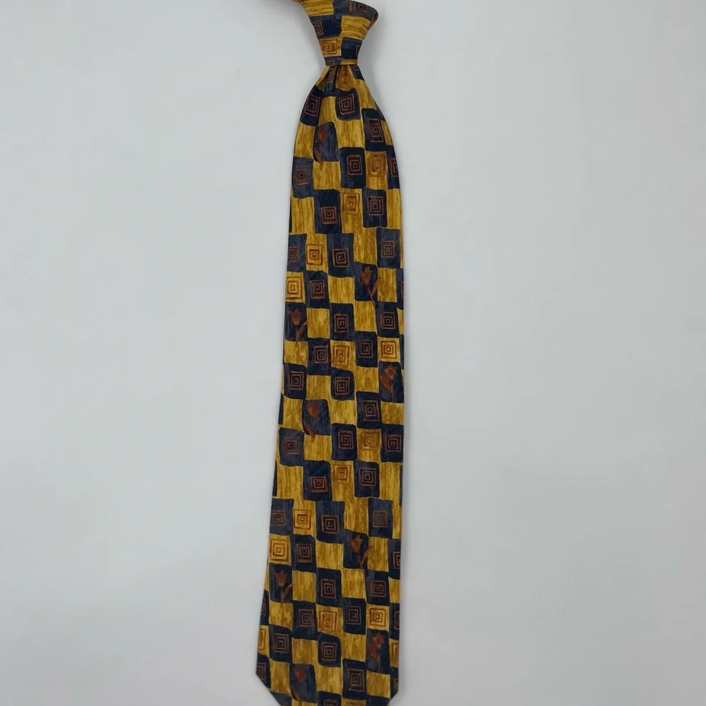 Boss Yellow and Black Checkered Tie - Picture 5 of 5